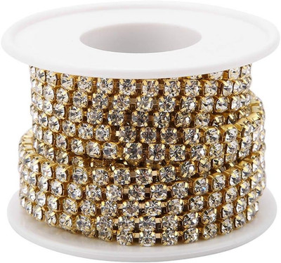 Schmuck Kette, 4 mm x 5 Meter, Crystal Bling Dekoband für Hochzeit und Basteln, 