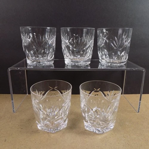 5 Waterford Ashling Old Fashioned Tumblers Glasses 3.25" Tall VGC Vintage