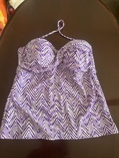 Mossimo women's purple twist front tankini swimsuit size large halter padded