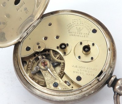 NICE / Late 1800s J B Dent, London .935 Swiss Silver Key Wind Pocket Watch.
