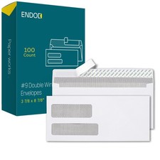  9 Double Window Envelopes Self Seal, 100/pack, 3 7/8 x 8 7/8" Security Tinte...
