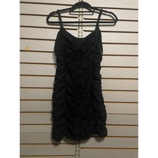 Urban Outfitters Black Ruched Lace Tank Dress Mini Size L G