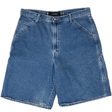 VINTAGE LEVIS SILVER TAB CARPENTER DENIM BLUE SHORTS INDIGO 2000S SIZE 36