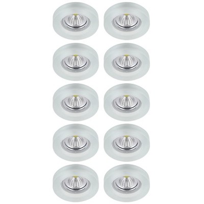 10 x Einbaustrahler Downlight Lampe Licht Glas CRYSTAL FROST-R mattiert rund