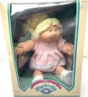 CUTE CABBAGE PATCH KIDS DOLL 3900 BLONDE GIRL GREEN DIMPLE DUCK PINK DRESS 1985