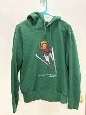 Polo Ralph Lauren Polo Bear Skier Hoodie Men Medium Green Graphic Pullover Ski
