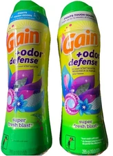 Lot Of 2 Gain + Odor Defense In Wash Scent Booster Super Fresh Blast 10 Oz Each