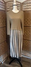 Zara Top Knit Dress Size Small Striped Bottom W Bottom Flare Look Detail