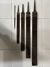 Vintage Heller Hand File Set – 5 Files – USA Made – Mixed Sizes & Shapes