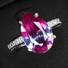 Vibrant Bi Color Tourmaline Pear Shape 5Ct 925 Sterling Silver White Gold Rings