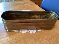 -Vintage Brass Oblong Garden planter Flower Window Box 14.5” Length Cottage