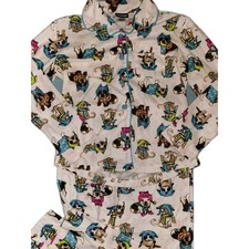 Joe Boxer Girls Pajamas Puppies Soft Button Down Collared Set Size Large 10/12