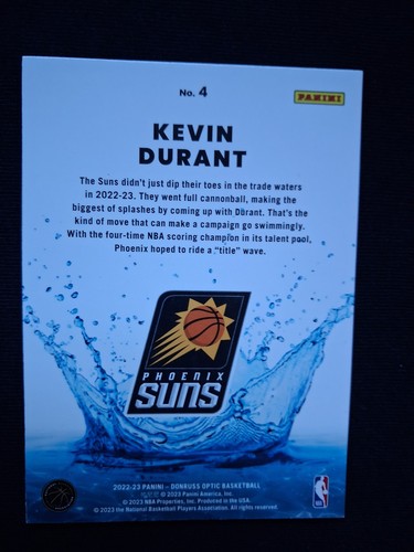 Donruss Optic NBA 2022-23 - Kevin Durant - SPLASH - Phoenix Suns #1 - Imagen 2 de 2