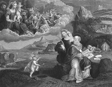 HOLY FAMILY JESUS ST. SAINT AUGUSTINE ~ 1840 GAROFALO Bible Art Print Engraving