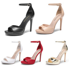 Women Stilettos High Heel Sandals Open Toe Ankle Strap Wedding Party Dress Shoes