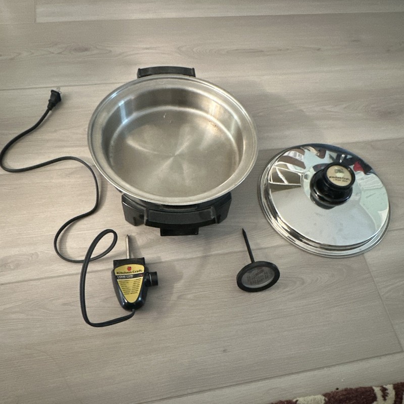 Kitchen Craft Liquid Core Electric Skillet 3qt Stainless 1200W 120V USED WORKS