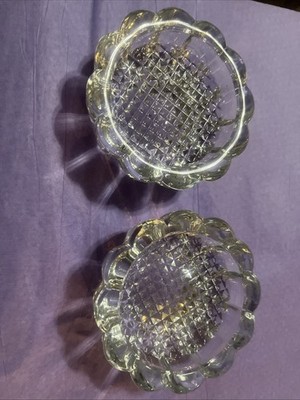 Vintage VMC Reims France Glass Furniture Castor Cups Pair French Bubble Daisy