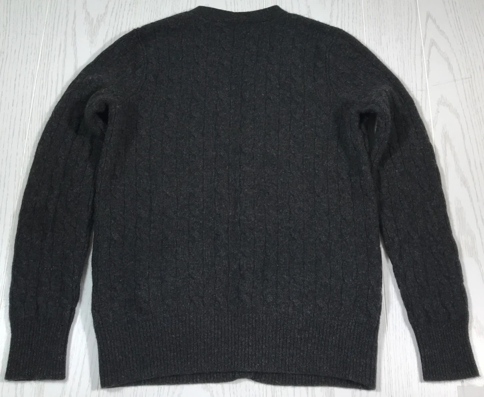 Cárdigan Suéter Vintage Ralph Lauren Lana Cachemira Mujer M Gris Parche Cuero Foto 2 de 4