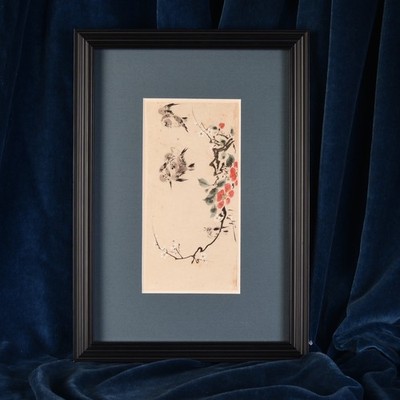 Aquarell Vögel Und Blumen China Ende Des XIX Jahrhundert Asien