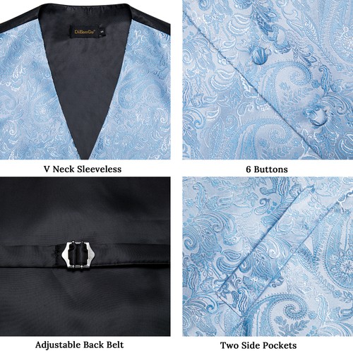 Men's Tuxedo Vest & Bowtie/Necktie Set, Classic Formal Waistcoat Paisley Floral - Picture 166 of 224