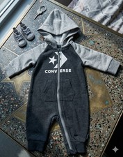Converse All Star Hooded Full Zip Baby Coverall Bodysuit Size 3M 56-62 CM