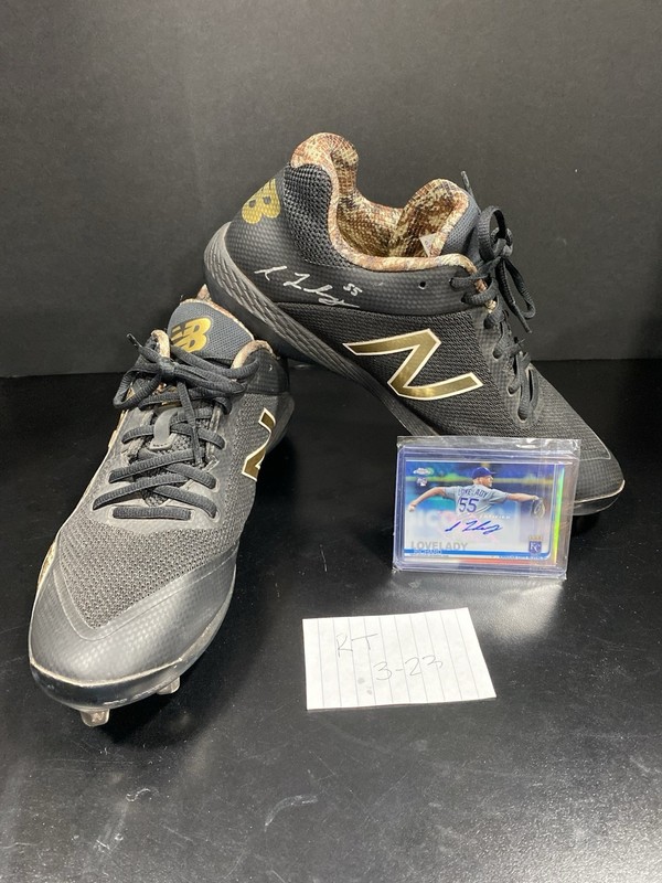 Kansas City Royals Richard Lovelady Game Used Cleats and Card