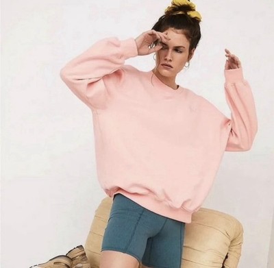 For Love & Lemons Alex Oversized Crewneck Sweater Pink Daisy Embroidered NWT S 
