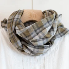 Mens 100% Cotton Plaid Scarf Shawl Unisex Preppy Breathable Soft Scaves Bandana