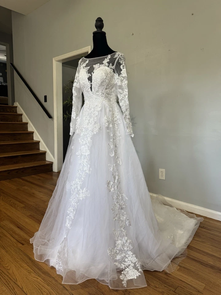 Vestido de novia Merry’s Boho-A forrado apliques con cordones florales romántico talla 2 caprichoso Foto 2 de 4