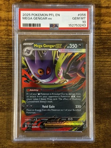 2025 POKEMON PFL EN-PHANTASMAL FLAMES #056 MEGA GENGAR EX PSA 10