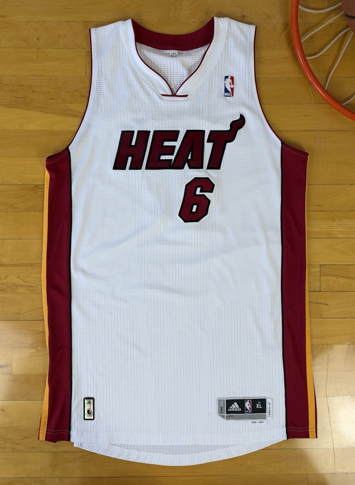 LeBron James Miami Heat Adidas Authentic Team Issued Authentic #6 Game Jersey XL
