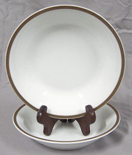 TWO TK Thuny "GREEK KEY" SOUP/CEREAL BOWLS, Porcelain, Gold Trim, Czechoslovakia