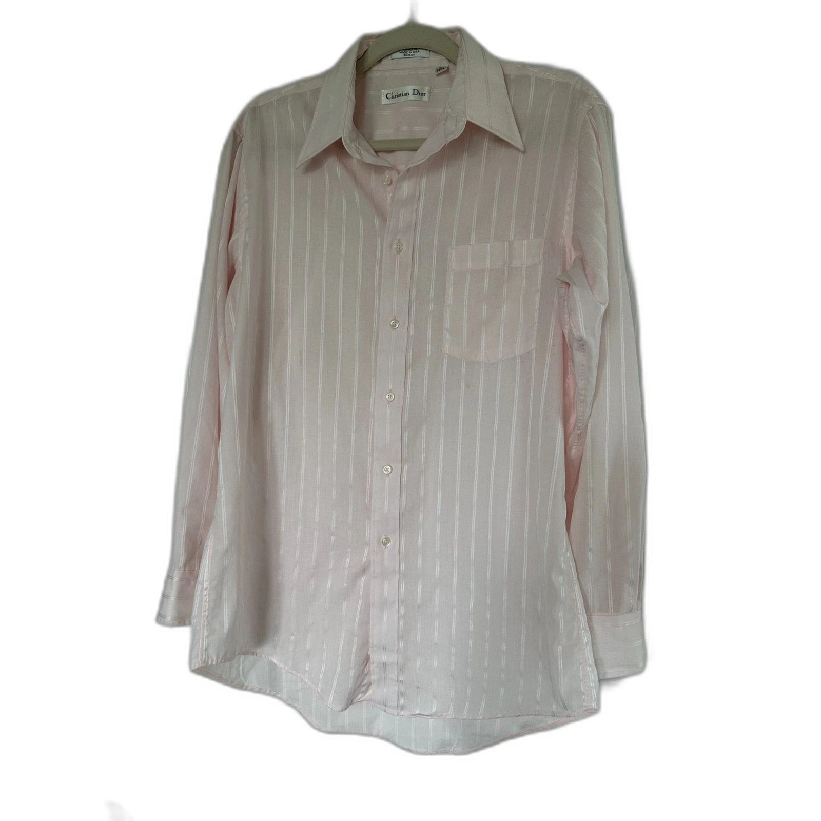Camicia elegante uomo Christian Dior rosa chiaro manica lunga con bottoni 15 1 2 32 33