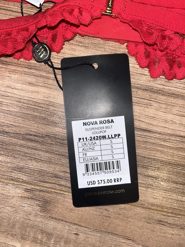 Sujetador Pleasure State Rojo CINTURÓN SUSPENDEDOR Piruleta Pequeño Nuevo Con Etiquetas Foto 2 de 3