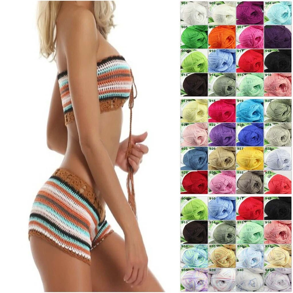 Sale New 6 balls x50gr Soft Baby Natural Smooth Bamboo Cotton Hand Knitting Yarn - Image 2 of 4