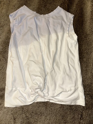 Zella Girls Size 7/8 Muscle Tank Blue Fade White Tie Accent - Picture 2 of 4