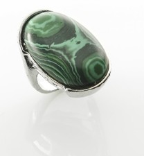 Fashion silver plated ring set Malachite gemstone size 7.5  Gift Jewelry  Lov