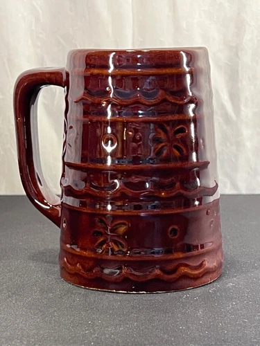 Vintage Marcrest Stoneware Daisy Dot Mug/Stein Red Brown Coffee Cup