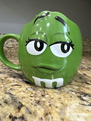 Ｍ＆M M&M's WORLD - Green M&M 3D Face Ceramic Round Tea Coffee Mug Cup