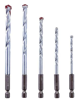 5tlg 1/4'' Steinbohrer Bit Set Sechskantschaft Stahlspitze Ziegel Beton 4 5 6 8 10 mm