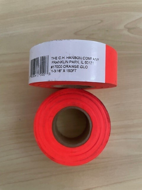 CH Hanson 150ft Fluorescent Orange Flagging Tape – 1-3/16" Wide, Surveyor Grade, Model 17000
