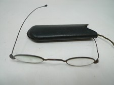 Vintage Round Lens Black Frame Glasses with Leather slip In Case