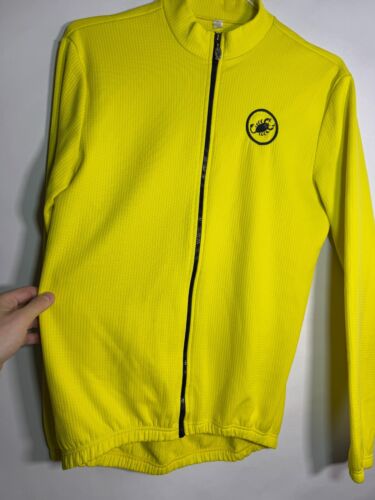 Vintage 90s Castelli Cycling Jersey Long Sleeve Full Zip Yellow Size L - Picture 3 of 9