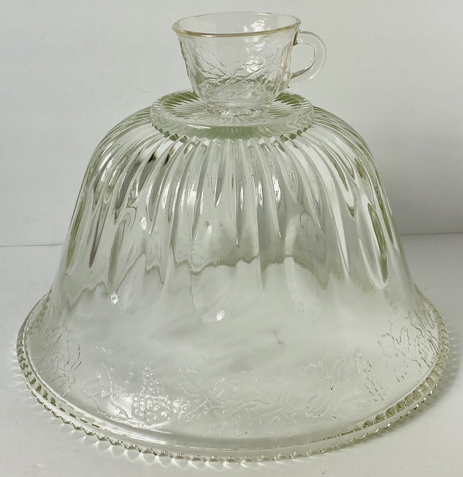 VINTAGE CRYSTAL PUNCH BOWL WITH 12 CUPS 12”X7” eBay