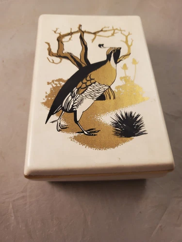 Beautiful Vintage Ceramic Bos Trinket Jewelry Knickknacks Painted Quail