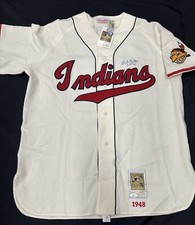 Bob Feller HOF 62 Signed Authentic Indians Mitchell Ness Jersey JSA