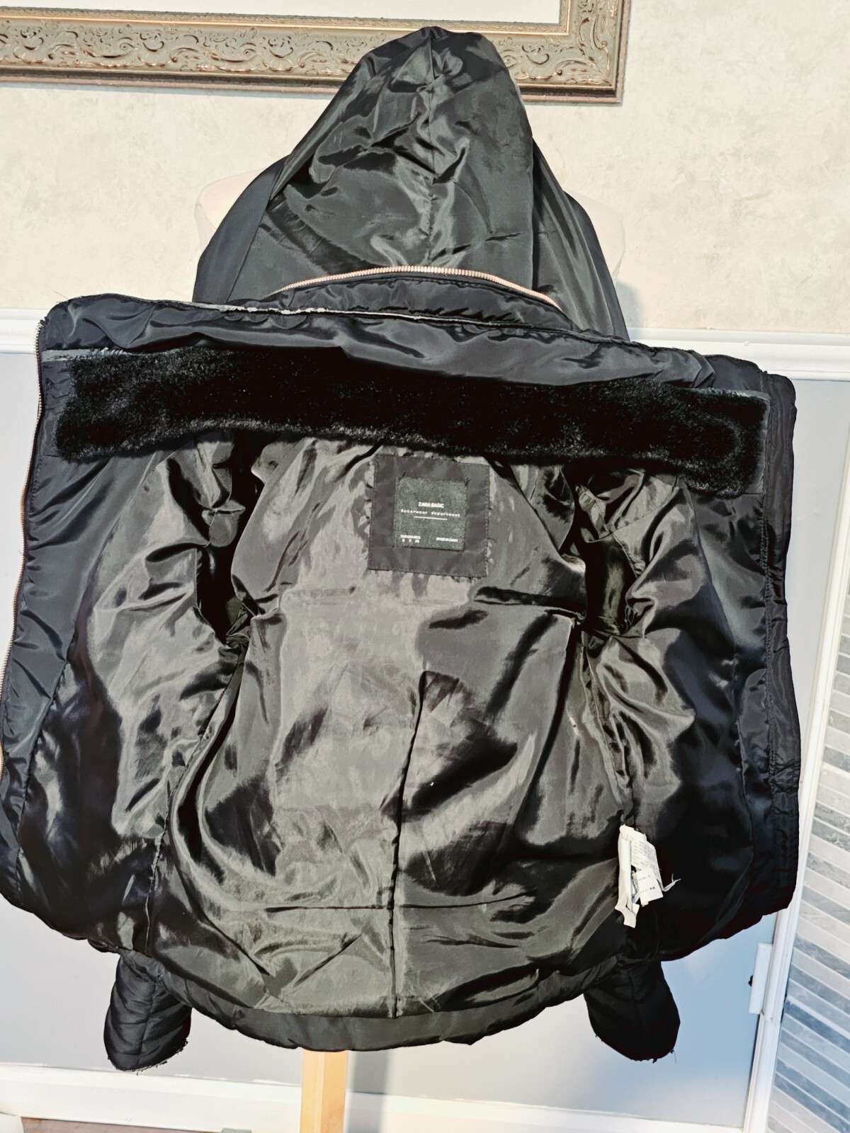 Zara Basic Puffer Jacket Women's Size Small Black… - image 11