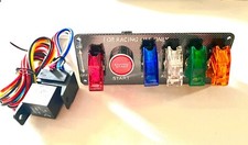 6 Gang Red Engine Start Push Button Switch Panel Race Car Ignition Accessory