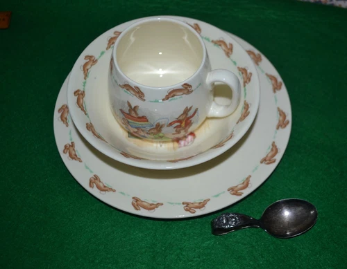 Royal Doulton Bunnykins Childrens 3 Piece Dish Set 1972 Children's Vintage