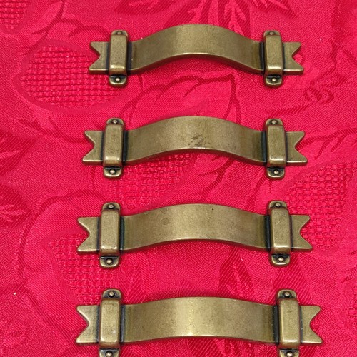4X VINTAGE 1970 BRASS AMEROCK DOOR/DRAWER PULLS 3" C TO C 748 - Picture 2 of 7
